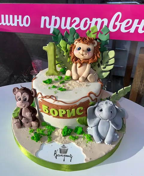 Торти за момчета › Джунгла — фондан, 16 парчета