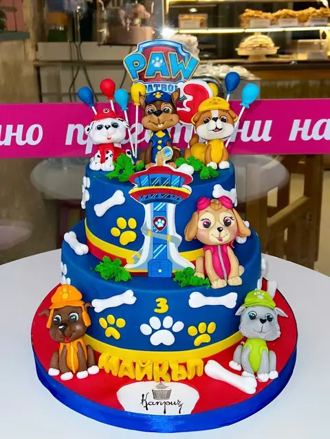 Торти за момчета › Пес Патрул — фондан, 32 парчета